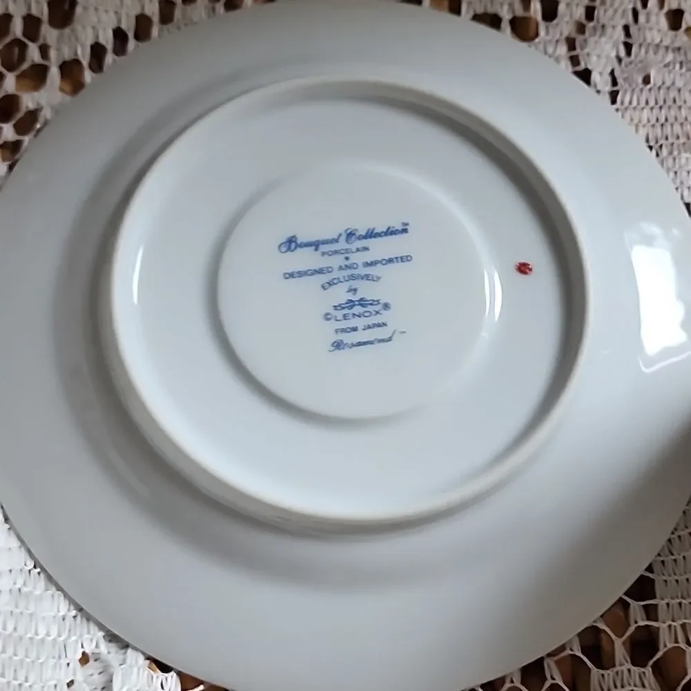 Vintage Lenox Bouquet Collection Teacup & Saucer Doves & Florals